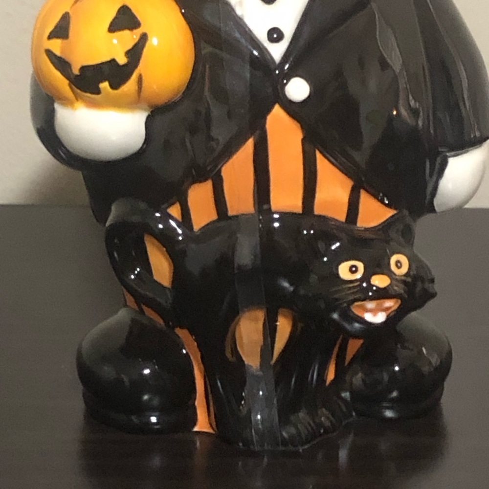 Blue Sky Halloween White Shelton Treat Canister Cookie Jar Ceramic New - Picture 2 of 5